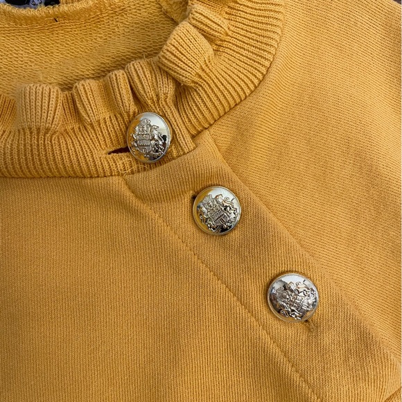 Talbots Sweater Sweatshirt Golden Yellow w/ Ruffles Size Small - Picture 7 of 11